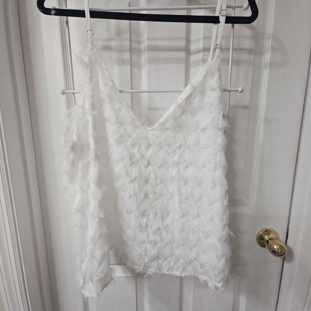 Cupshe Live Life On The Beach White Fringed Cami Tank Top Size XL